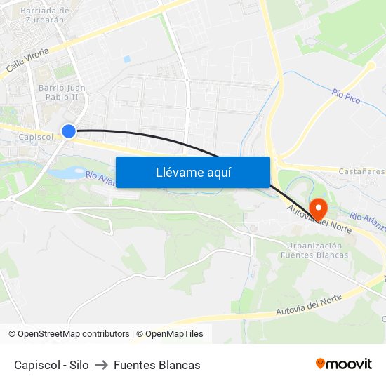 Capiscol - Silo to Fuentes Blancas map