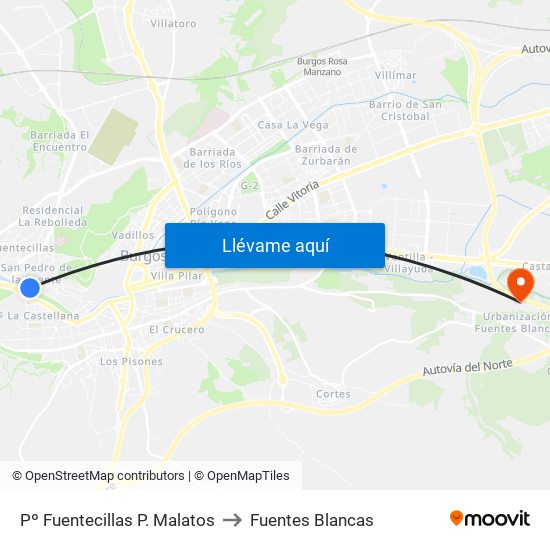 Pº Fuentecillas P. Malatos to Fuentes Blancas map