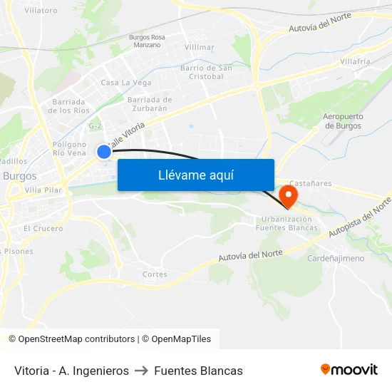 Vitoria - A. Ingenieros to Fuentes Blancas map