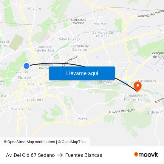 Av. Del Cid 67 Sedano to Fuentes Blancas map