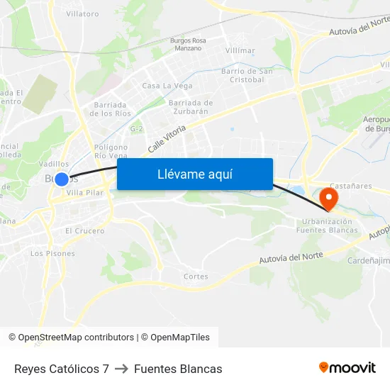 Reyes Católicos 7 to Fuentes Blancas map