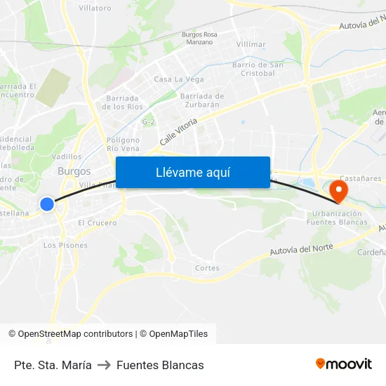 Pte. Sta. María to Fuentes Blancas map