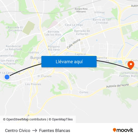 Centro Cívico to Fuentes Blancas map