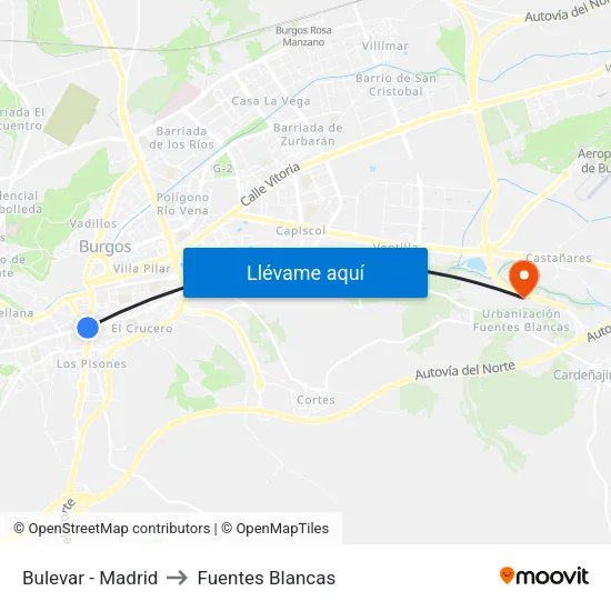Bulevar - Madrid to Fuentes Blancas map