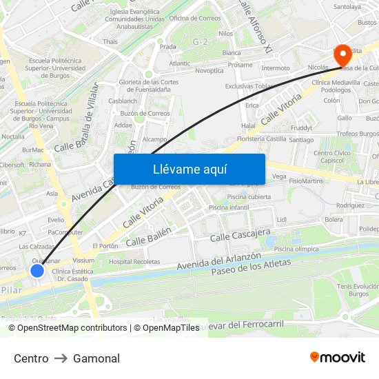 Centro to Gamonal map