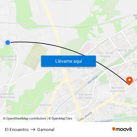 El Encuentro to Gamonal map