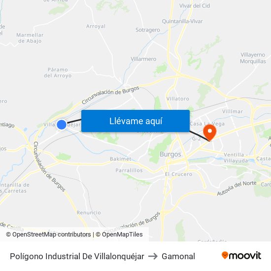Polígono Industrial De Villalonquéjar to Gamonal map