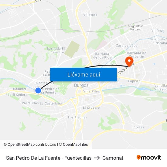 San Pedro De La Fuente - Fuentecillas to Gamonal map