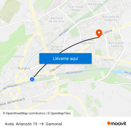Avda. Arlanzón 19 to Gamonal map