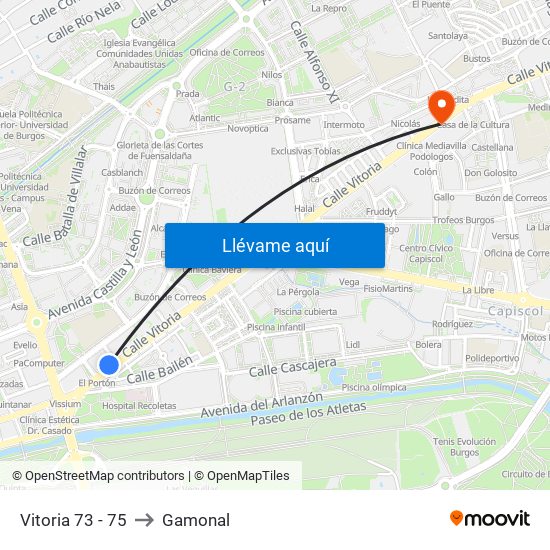 Vitoria 73 - 75 to Gamonal map
