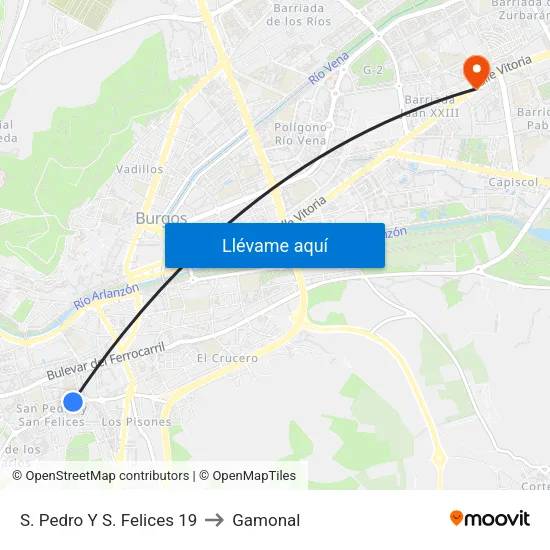 S. Pedro Y S. Felices 19 to Gamonal map
