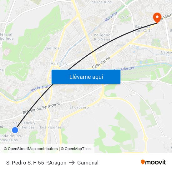 S. Pedro S. F. 55 P.Aragón to Gamonal map