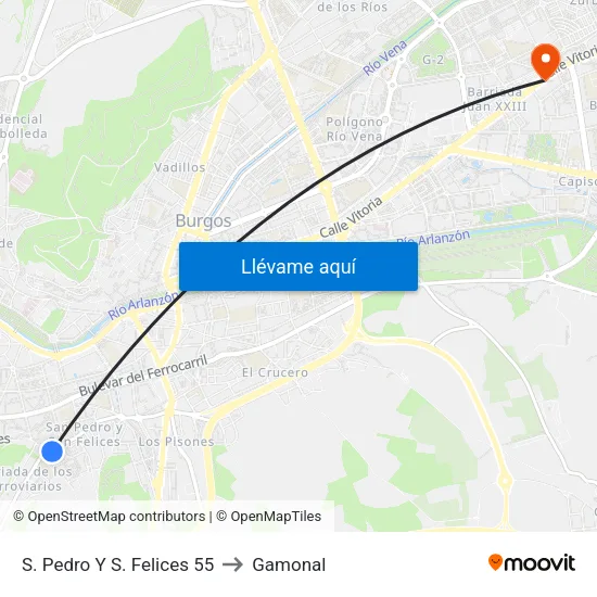 S. Pedro Y S. Felices 55 to Gamonal map