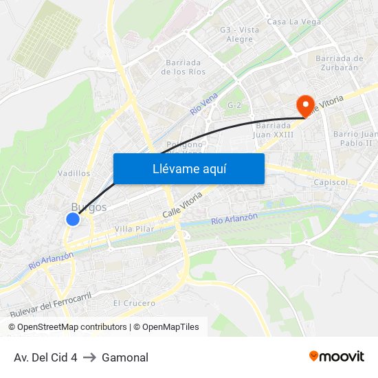 Av. Del Cid 4 to Gamonal map