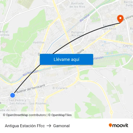 Antigua Estación Ffcc to Gamonal map