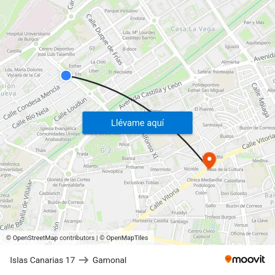 Islas Canarias 17 to Gamonal map