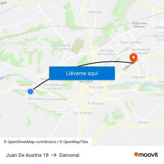 Juan De Austria 18 to Gamonal map