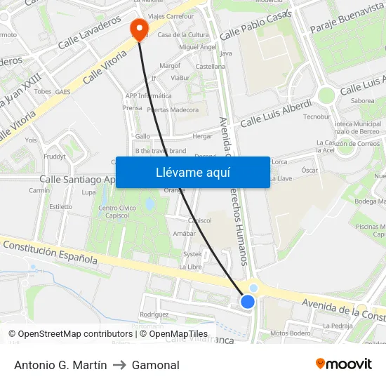 Antonio G. Martín to Gamonal map