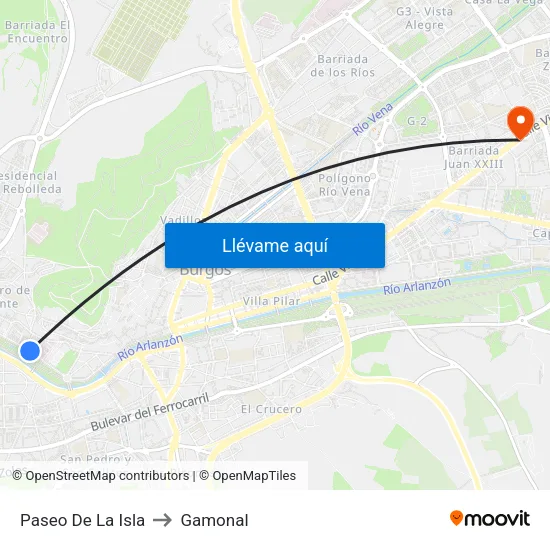 Paseo De La Isla to Gamonal map