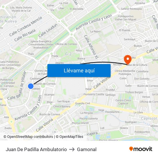 Juan De Padilla Ambulatorio to Gamonal map