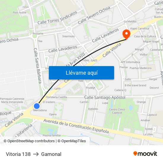 Vitoria 138 to Gamonal map