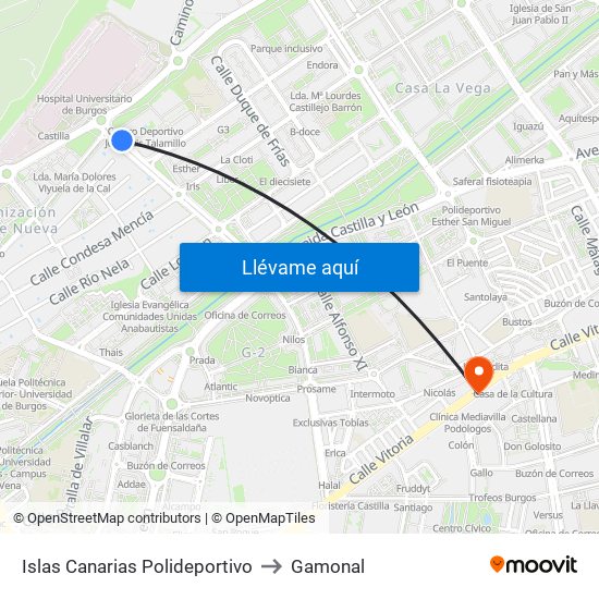 Islas Canarias Polideportivo to Gamonal map