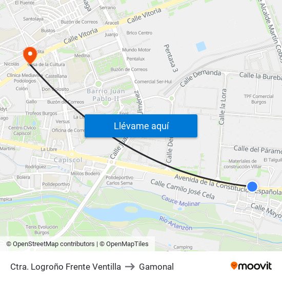 Ctra. Logroño Frente Ventilla to Gamonal map