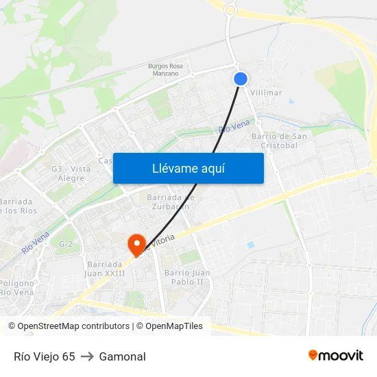 Río Viejo 65 to Gamonal map