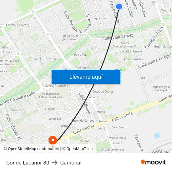 Conde Lucanor 80 to Gamonal map