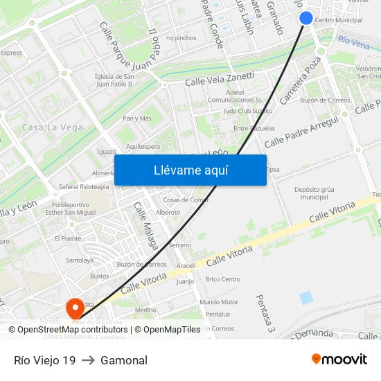 Río Viejo 19 to Gamonal map