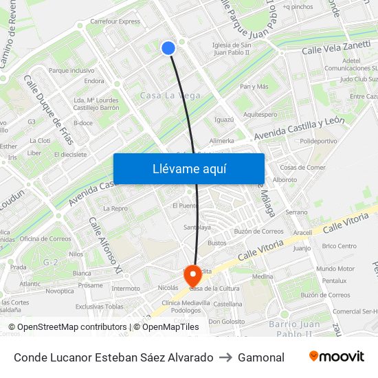 Conde Lucanor Esteban Sáez Alvarado to Gamonal map