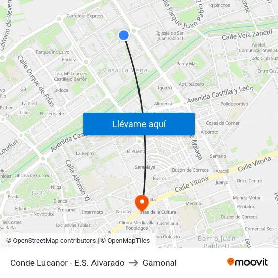 Conde Lucanor - E.S. Alvarado to Gamonal map