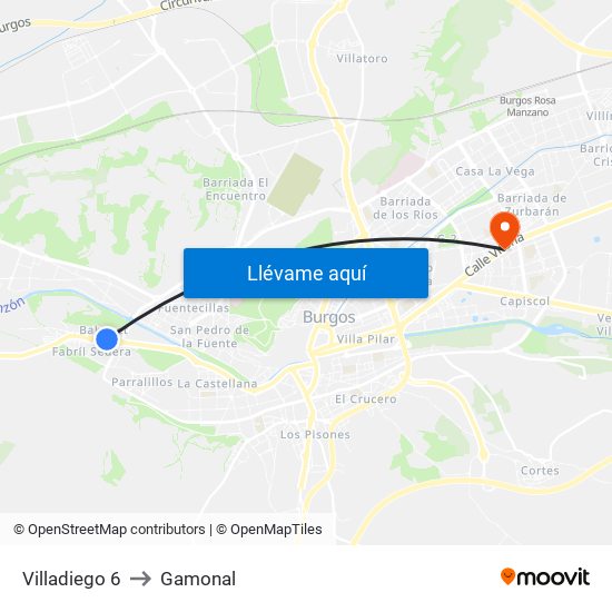Villadiego 6 to Gamonal map