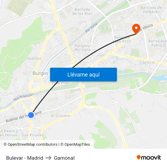 Bulevar - Madrid to Gamonal map