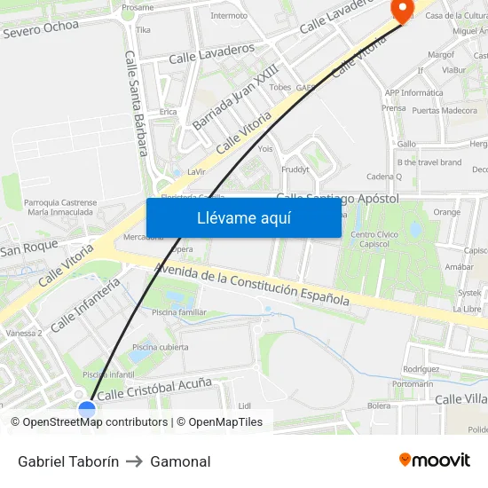 Gabriel Taborín to Gamonal map