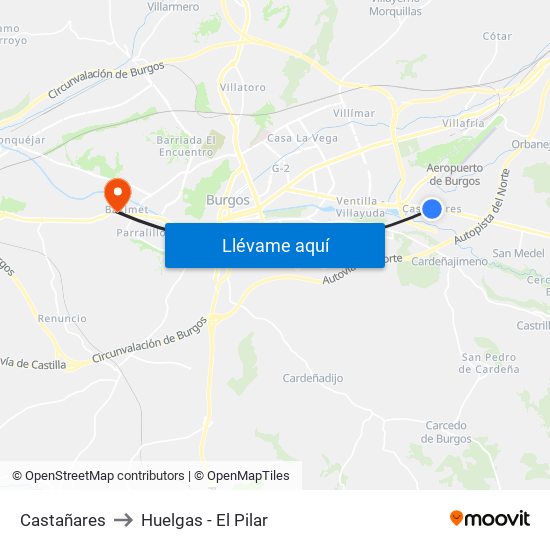 Castañares to Huelgas - El Pilar map