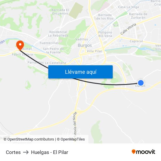 Cortes to Huelgas - El Pilar map