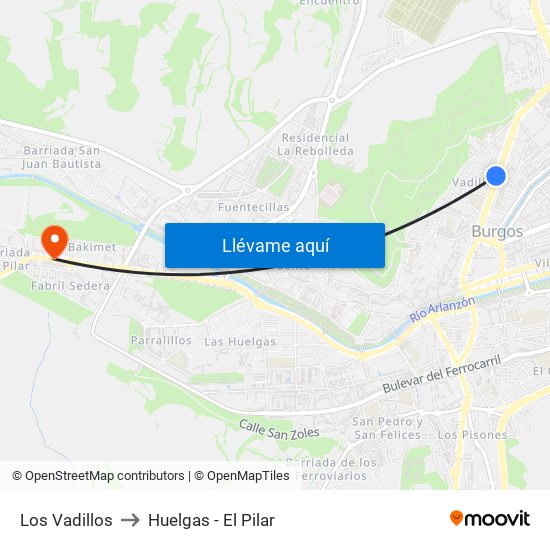 Los Vadillos to Huelgas - El Pilar map