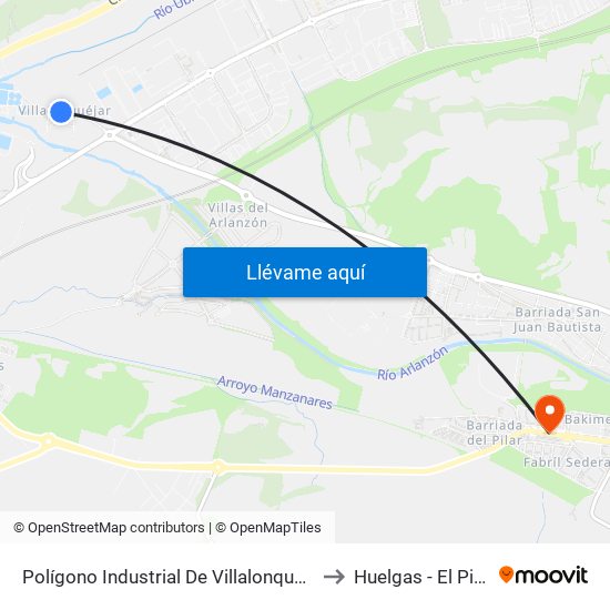 Polígono Industrial De Villalonquéjar to Huelgas - El Pilar map