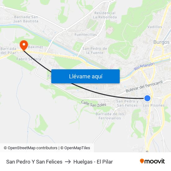 San Pedro Y San Felices to Huelgas - El Pilar map