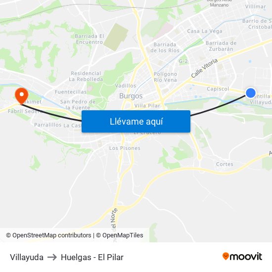 Villayuda to Huelgas - El Pilar map