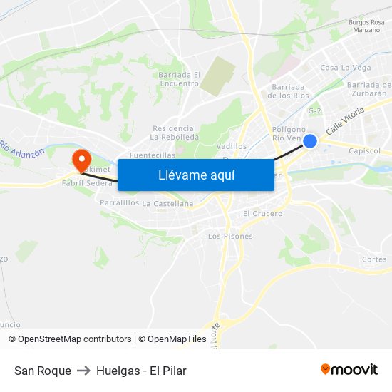 San Roque to Huelgas - El Pilar map
