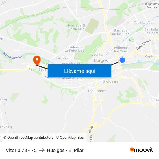 Vitoria 73 - 75 to Huelgas - El Pilar map