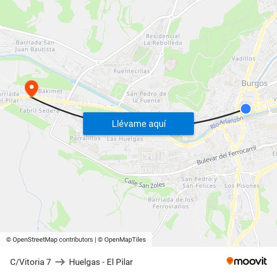 Vitoria 7 to Huelgas - El Pilar map