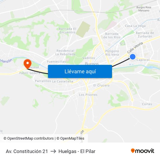 Avda. Constitución 21 to Huelgas - El Pilar map