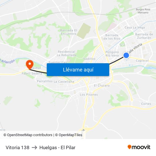Vitoria 138 to Huelgas - El Pilar map