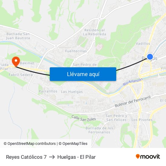 Reyes Católicos 7 to Huelgas - El Pilar map