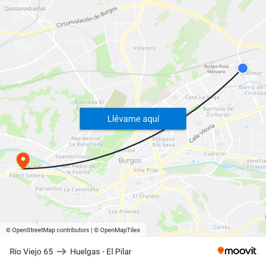 Río Viejo 65 to Huelgas - El Pilar map