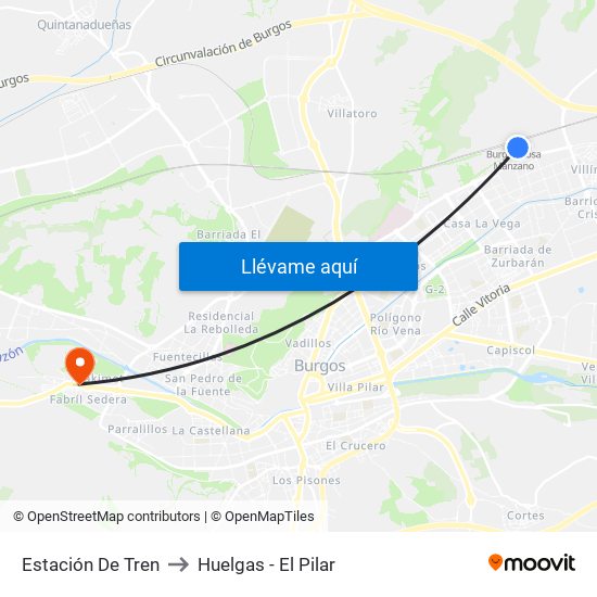 Estación De Tren to Huelgas - El Pilar map