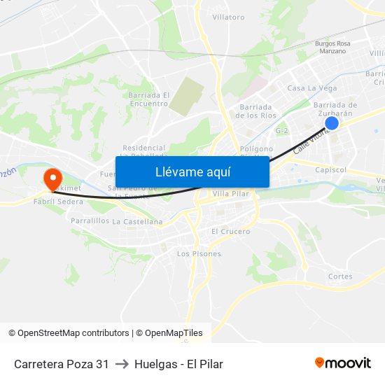 Carretera Poza 31 to Huelgas - El Pilar map